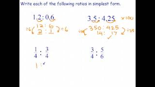 Simplifying Ratios Involving Decimals and Fractions