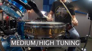 Video thumbnail for PEARL 3.5 X 14 BRASS FREE FLOATING SNARE DRUM - SOUND TEST by JUNG DRUMMER