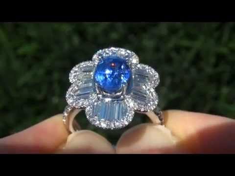 UNHEATED & UNTREATED VS Cornflower Blue Sapphire & Diamond Cocktail Ring 14k White Gold