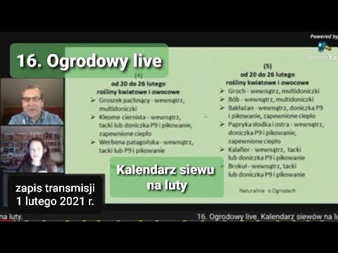 16. Ogrodowy live. Kalendarz siewów na luty.