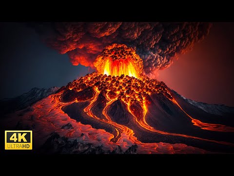 Explore Iceland Volcano Eruption & Lava Flows in 4K Video Ultra HD with Relaxing Music