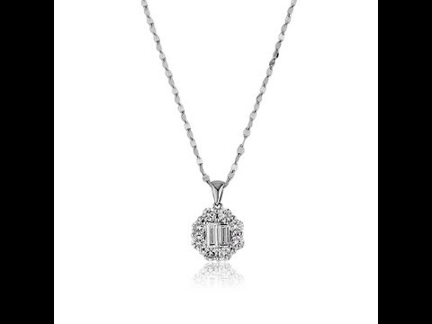 1.10ct Baguette and Round Brilliant Cut Diamond Pendant-Mark Broumand