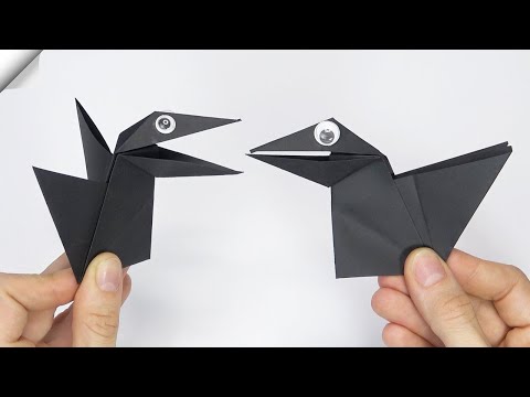 Moving paper crow Origami paper toy antistress