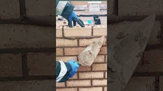 This is a great masonry brick wall construction and the most tricky part is the last bricklaying