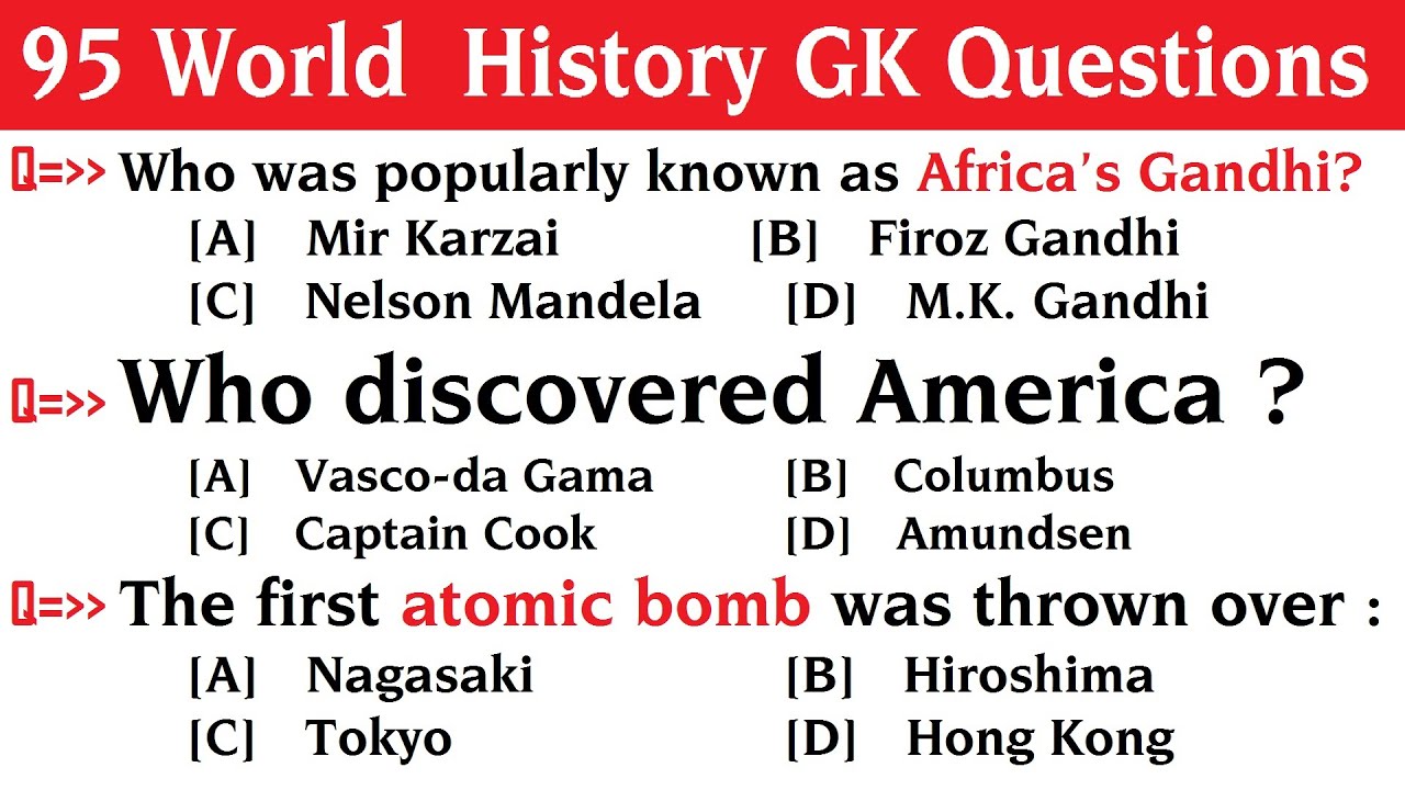 100 World History GK | History Trivia Quiz | World History General Knowledge Questions and Answers