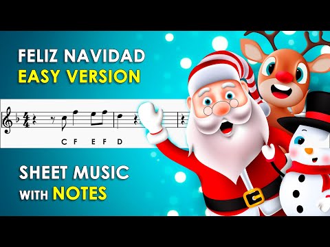 Feliz Navidad | Sheet Music with Easy Notes for Recorder, Violin Beginners Tutorial | José Feliciano