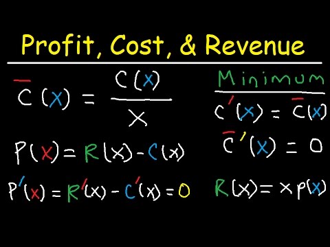 Marginal Revenue, Average Cost, Profit, Price & Demand Function - Calculus