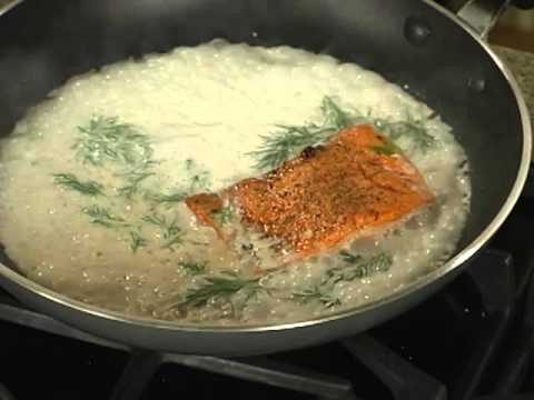 Salmon with Champagne Cream Dill Sauce