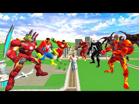 Franklin ,Spider Hulk ,Iron Hulk ,Flash Hulk VS GIANT GOD VENOM 😱 INDIAN BIKE DRIVING 3D