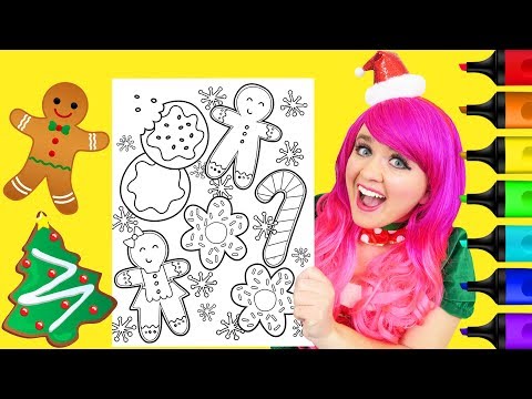 Coloring Gingerbread Cookies For Santa Christmas Coloring Page Prismacolor Markers | KiMMi THE CLOWN Video
