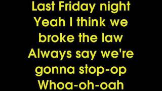 Last Friday Night (T.G.I.F) Glee - Lyrics on screen