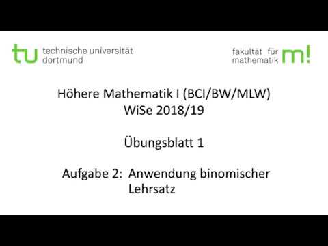 Übungsblatt 1, Aufgabe 2  -- TU Dortmund, Höhere Mathematik I (BCI/BW/MLW), WS2018/19 (ÜB1 A2)