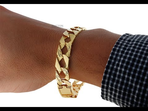 9K 14K 18K Gold Solid Fancy Curb Bracelet   28.8G - Hatton Jewellers London
