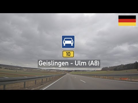 Driving in Germany: Bundesstraße B10 from Geislingen an der Steige to Ulm (Autobahn A8)