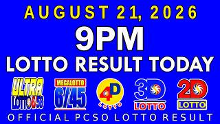 9pm Lotto Result Today August 21 2026 PCSO