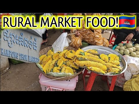 Rural Feast! Amazing Street Food & Fresh Fish at Kompong Thom Market 🇰🇭