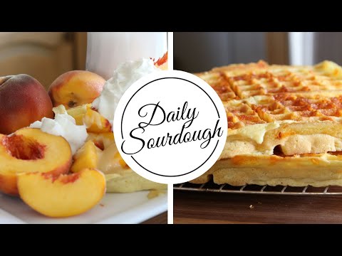 Peach Waffles with Maple Cream Sauce - The Perfect Fall Meal! - Daily Sourdough