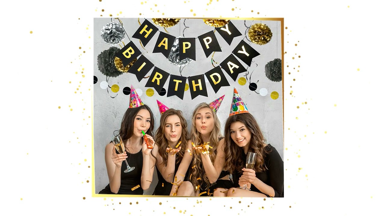 Happy Birthday Banner Kit - Happy Birthday Decorations Birthday Banners Set Black and Gold