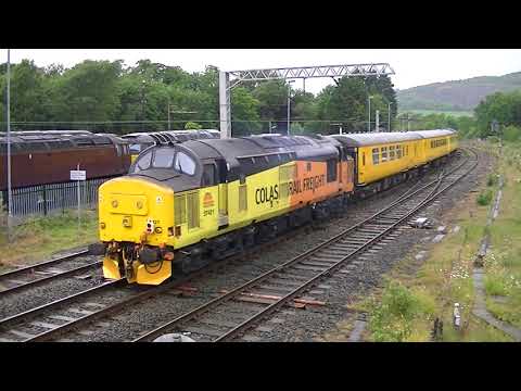 Network Rail PLPR Test Train Colas 37025 tnt 37421 1Q47 Carnforth 060617