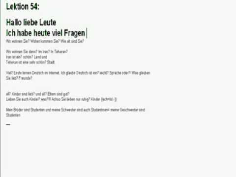 Lektion 54 A, اموزش زبان المانی فارسی