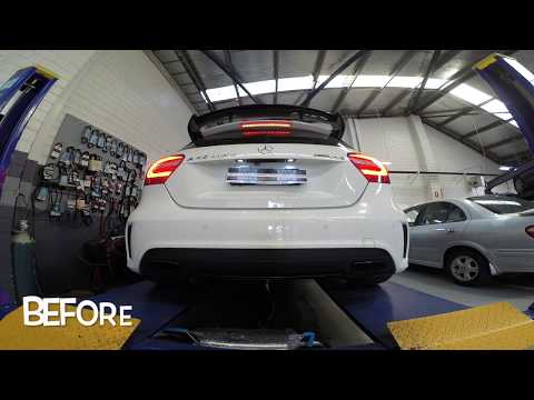 A45 AMG Milltek cat back exhaust, Static REV before and after.