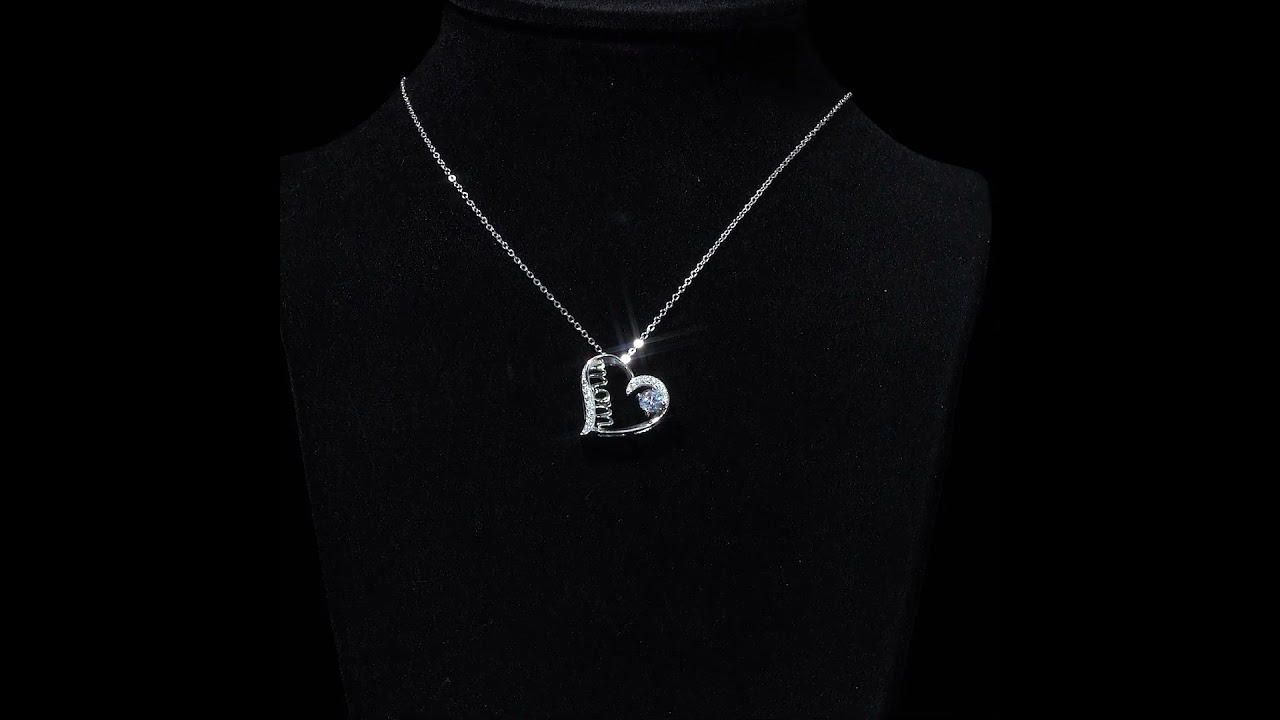 Dây chuyền bạc DCJ26 khắc chữ mom đính đá lấp lánh S925 Chariot Jewelry