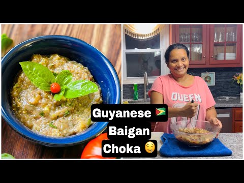 Guyanese 🇬🇾Baigan Choka || Roasting Baigan On Fire Pit 😍#baigan #eggplantrecipe #viralvideo