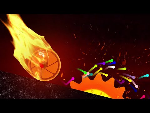 Escape from the Burning Fireball - Team Survival Marble Race in Algodoo