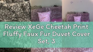 Review XeGe Cheetah Print Fluffy Faux Fur Duvet Cover Set, 3 Pieces Soft Plush Shaggy Fuzzy Bedding