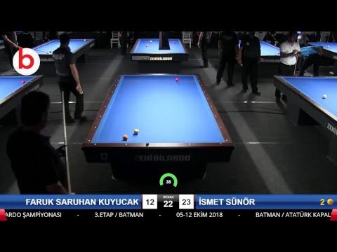 FARUK SARUHAN KUYUCAK & İSMET SÜNÖR Bilardo Maçı - 2018 ERKEKLER 3.ETAP-1.TUR