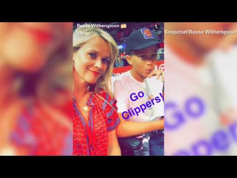 Reese Witherspoon court side for Clippers game with son, Deacon