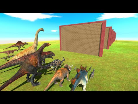 Dinosaurs Wall Push Challenge – Carnivores vs Herbivores Race in Animal Revolt Battle Simulator