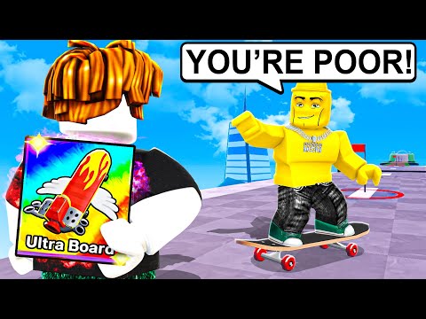 I Pretended to be a NOOB, Then used a 0.01% ULTRA SKATEBOARD (Roblox Skateboard Obby)