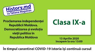 Proclamarea independenței Republicii Moldova. Democratizarea și evoluția vieții politice în RM.