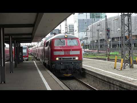 DB Regio Kempten 218 406-7 und 218 411-7 erreichen München Hbf mit einen Doppelstockwagenzug