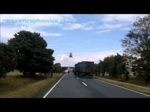 Wypadek na drodze krajowej nr 45 koło Krapkowic - lądowanie helikoptera LPR - 09.08.2012