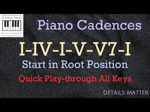 Piano Cadences I IV I V V7 I Starting in Root Position (Play through in all keys)