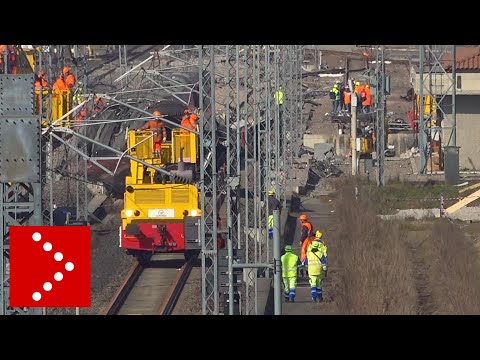 Rimozione treno deragliato: lavori su linee aree