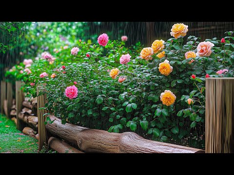 Rainy Rose Garden Therapy 🌧️ Let the Soft Rain Calm Your Mind & Release All Stress Today