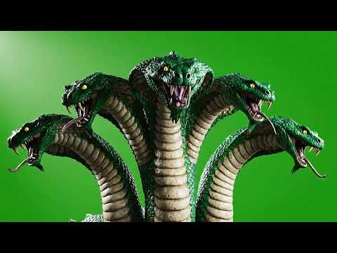 Emotional Cartoon Half 5 Head Snake Green Screen Overlay | Free VFX Download