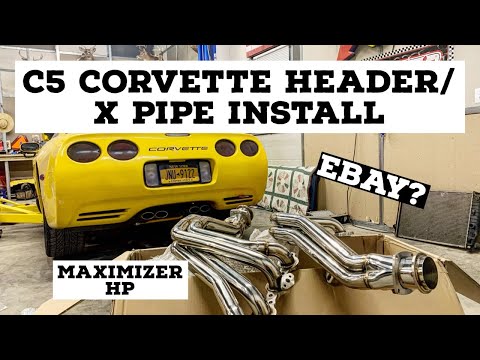 C5 CORVETTE HEADERS AND X PIPE INSTALL: MAXIMIZER HP KIT FROM EBAY!: C5 Track Car Episode 17