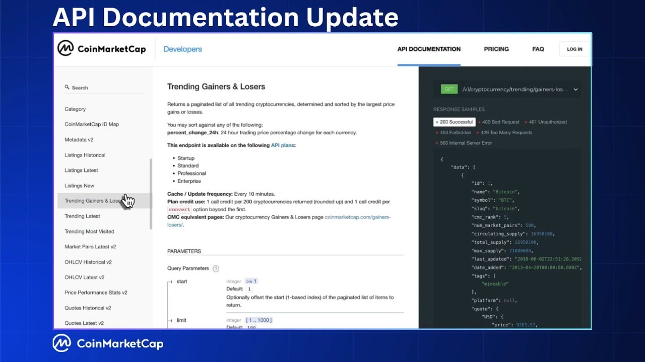 CoinMarketCap API Documentation