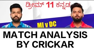 mi vs dc match analysis by crickar.. #dream11kannada #dream11