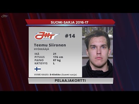 JHT Suomi-sarja 2016-17 pelaajakortti: Teemu Siironen