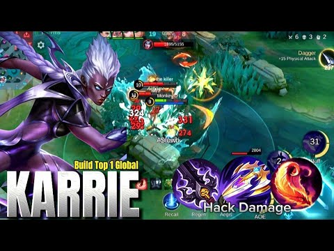 SAVAGE!! Karrie Full One Hits Build😱 (ATK SPEED HACK) | Build Top 1 Global Karrie - MLBB