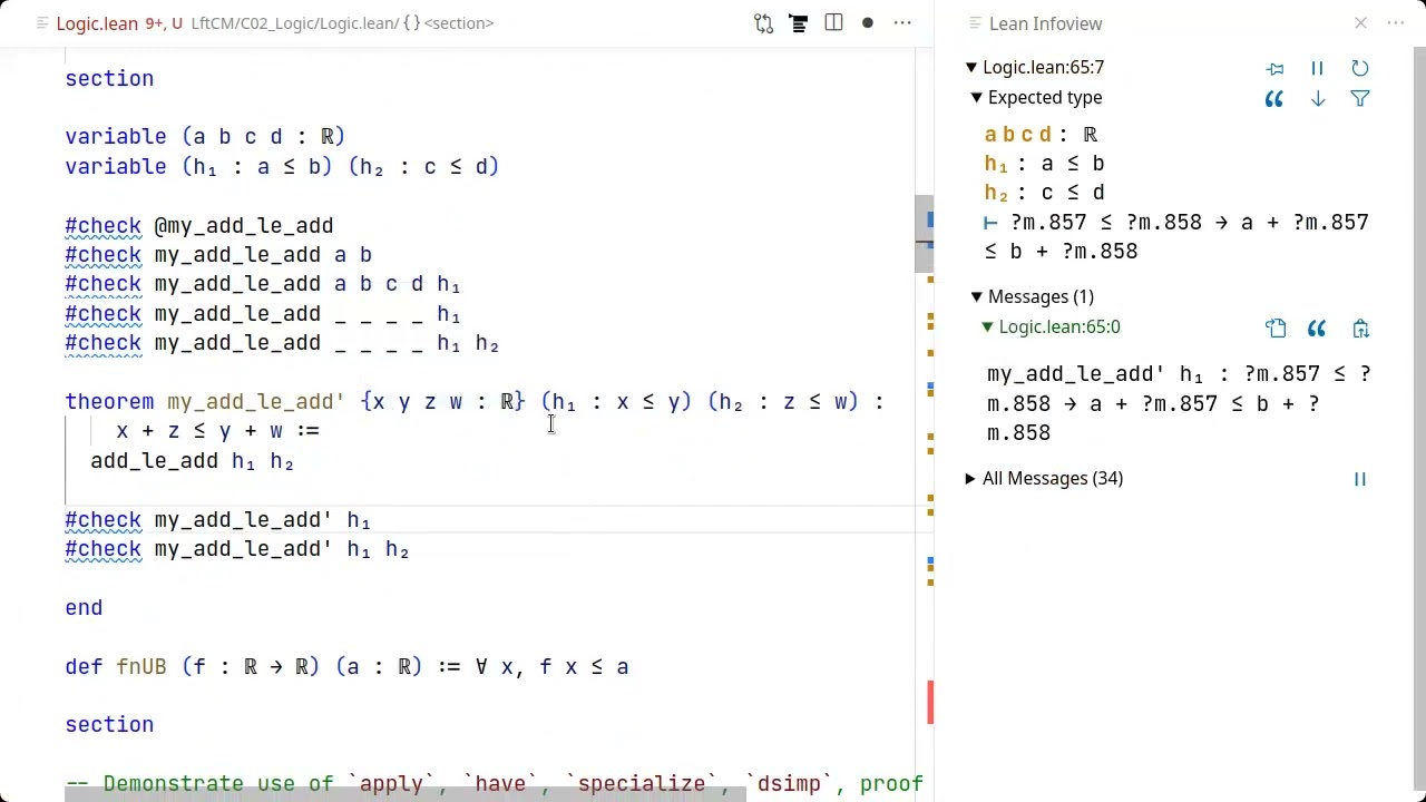Lean for the Curious Mathematician 2023   Logic