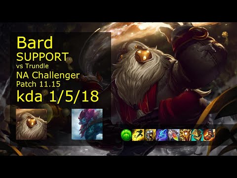 Bard Support vs Trundle - NA Challenger 1/5/18 Patch 11.15 Gameplay