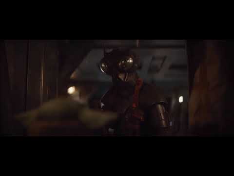 Grogu/baby yoda thinking he killed an robot