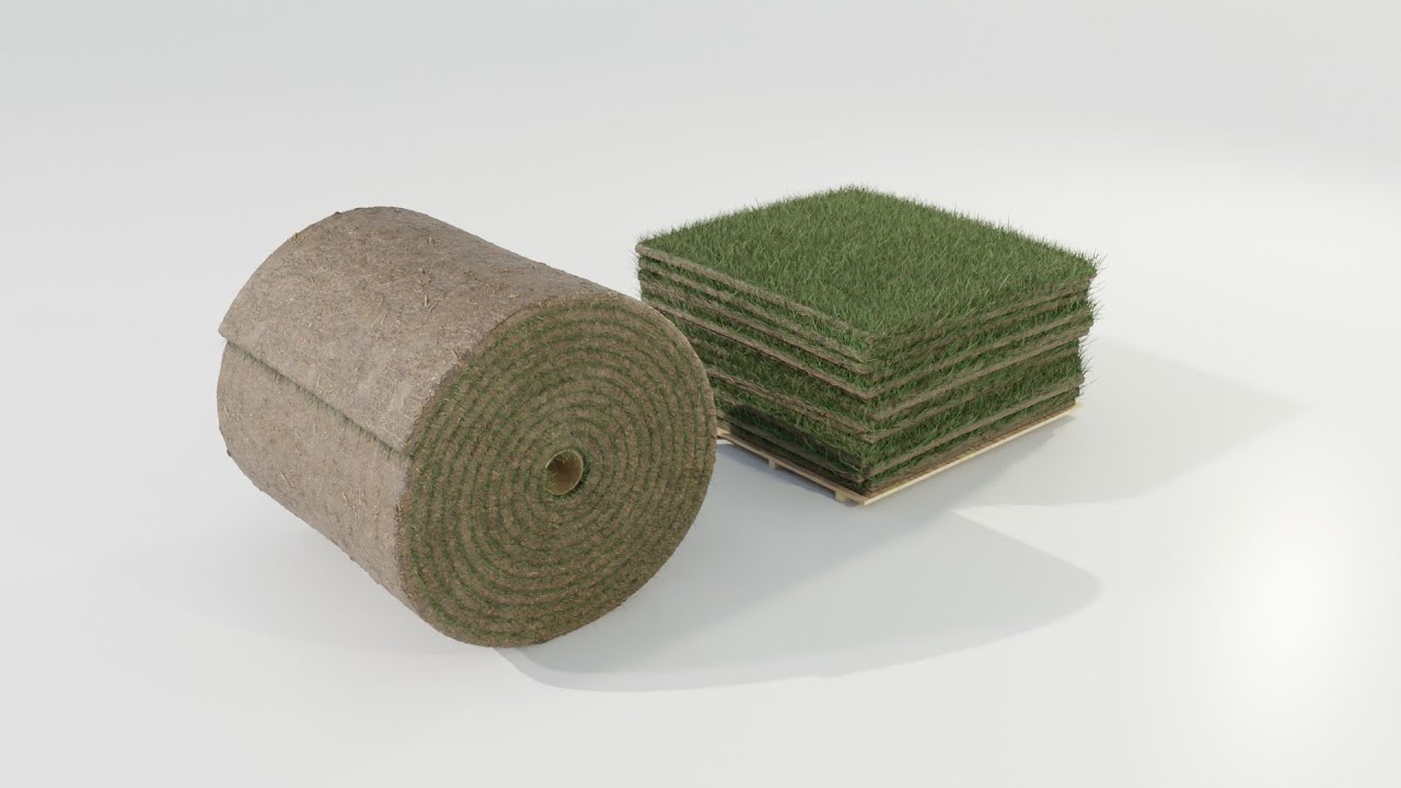 Стек и рулон травяного дерна 3D Модель