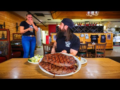 ONLY TWO PEOPLE HAVE EVER BEATEN THIS 72OZ STEAK CHALLENGE IN OREGON! | BeardMeatsFood